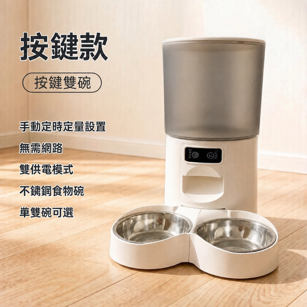智能視訊寵物餵食器 | 雙碗自動餵食機 | 5L大容量 | 1080P鏡頭 | APP遠程投餵 | 定時定量 | 防卡糧 | 斷電續航 | 貓狗通用