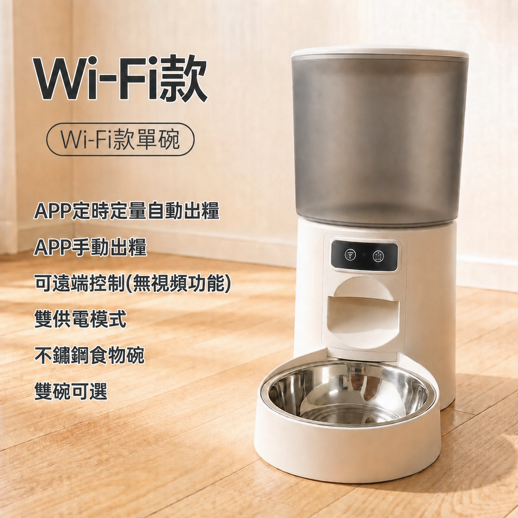 智能視訊寵物餵食器 | 雙碗自動餵食機 | 5L大容量 | 1080P鏡頭 | APP遠程投餵 | 定時定量 | 防卡糧 | 斷電續航 | 貓狗通用